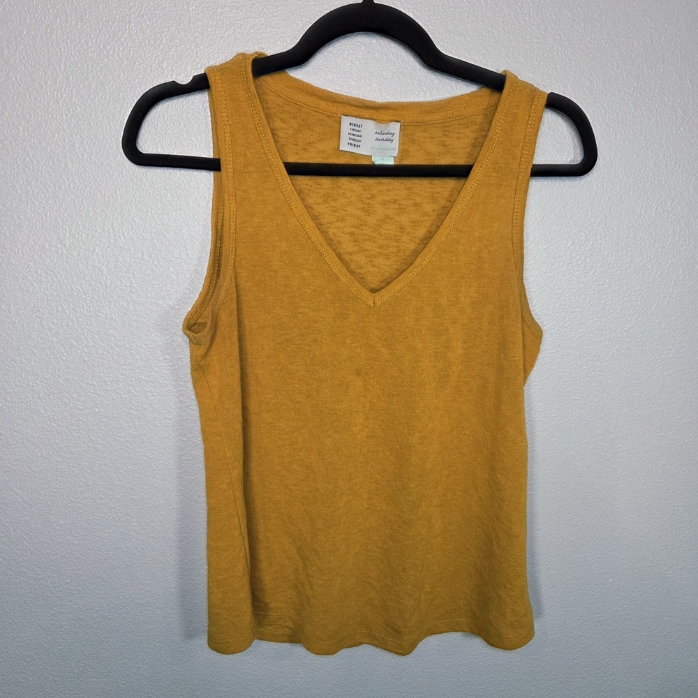 Saturday Sunday Mustard V Neck Tank Top Anthropologie Minimalist Sleeveless S